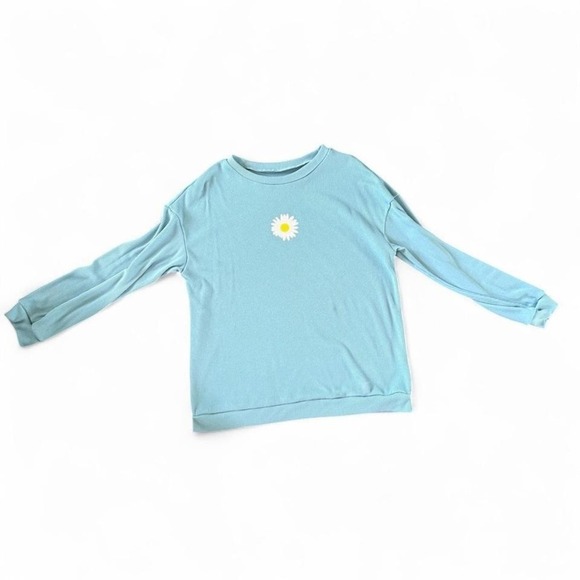 SHEIN - Long Sleeve Daisy Print Top - Women - Size Small - Blue - Casual Cute - Picture 1 of 4